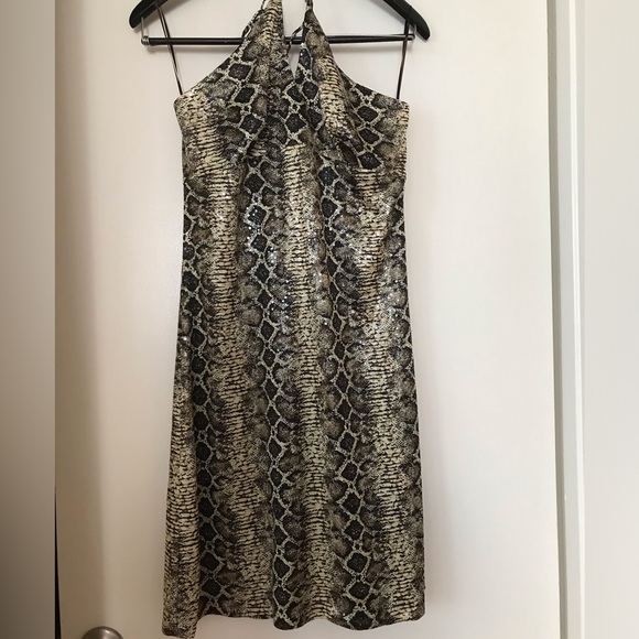 NWT Janine sequin snakeskin halter dress SZ M - Picture 3 of 13